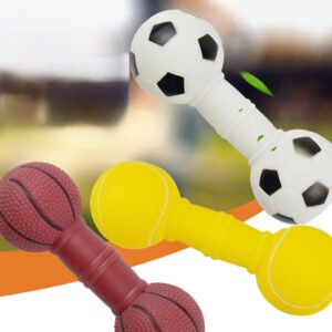 Dog Toys Football Dumbbell Shaped Dog Squeeze Squeaky Pet Chew Toy