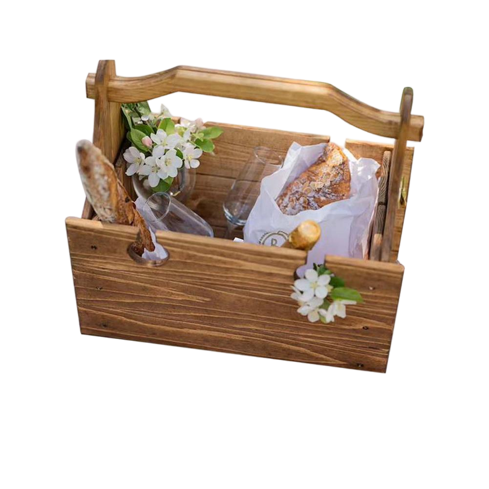 Portable Outdoor Storage Basket With Wooden Table - Image 2