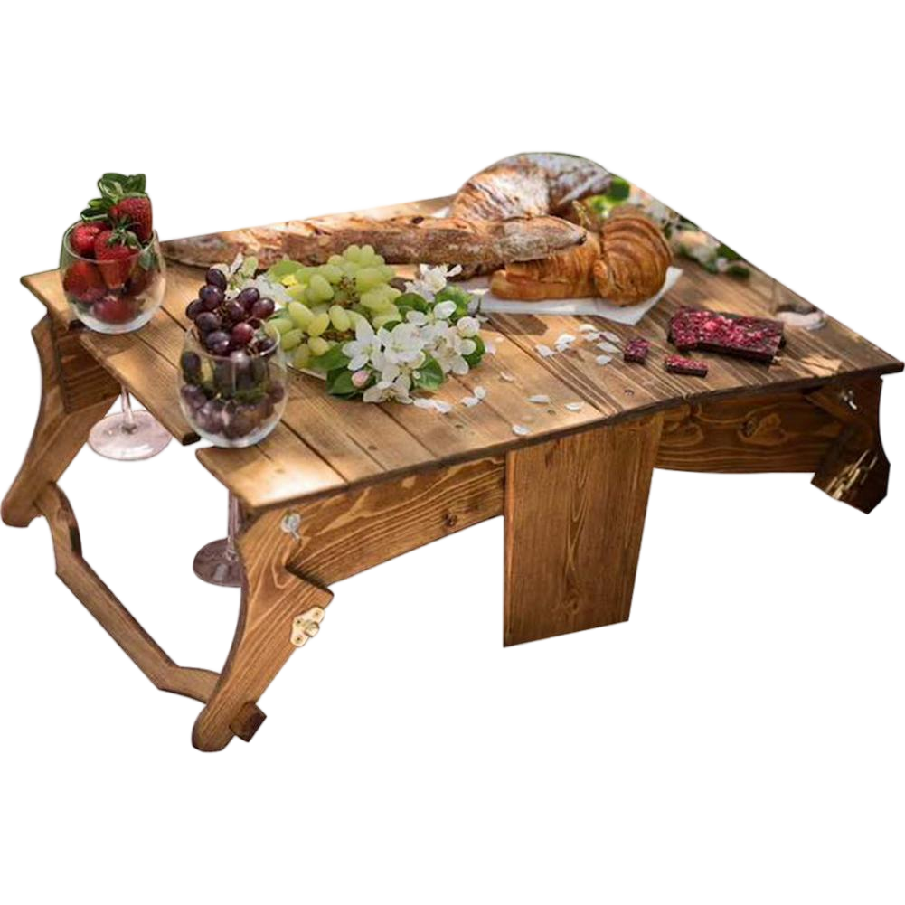 Portable Outdoor Storage Basket With Wooden Table - Image 3