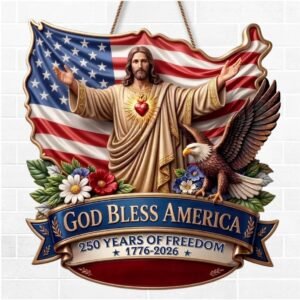 Personalized God Bless America Wall Sign (Style 2)