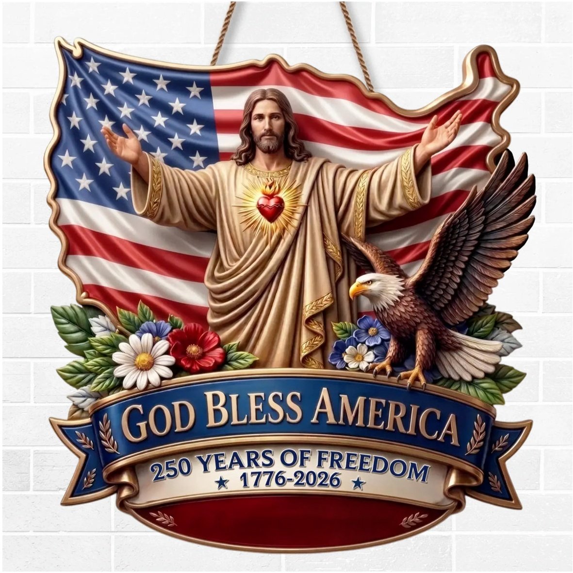 Personalized God Bless America Wall Sign (Style 2)