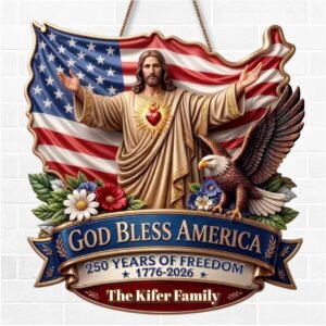 Personalized God Bless America Wall Sign