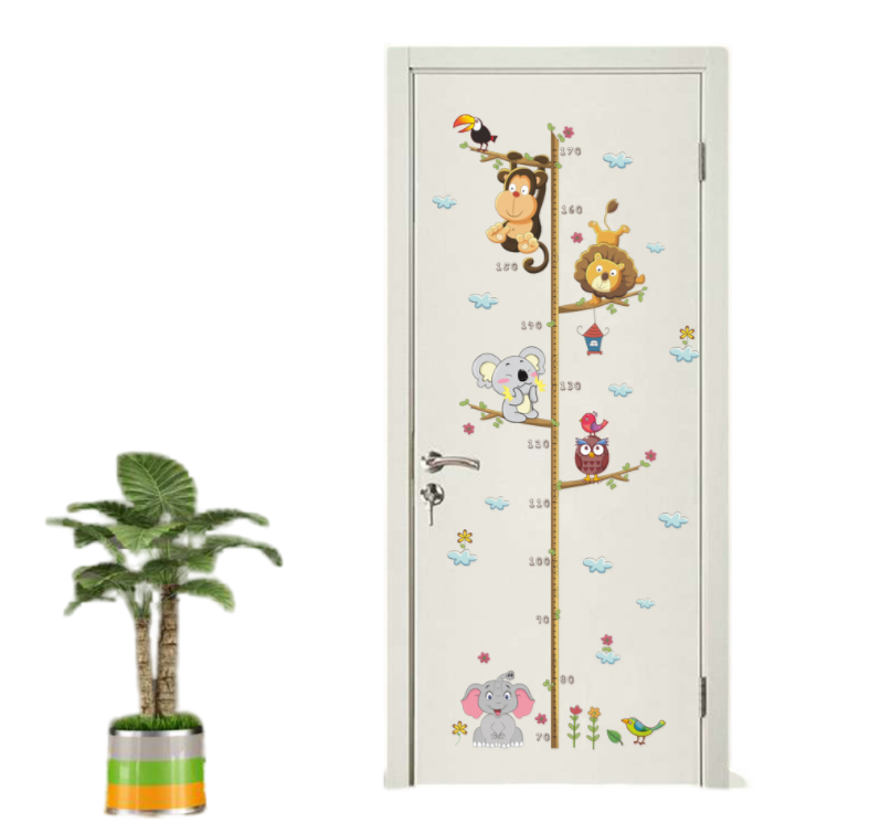 Cartoon Animals Height Measure Wall Sticker Decor Wall Art