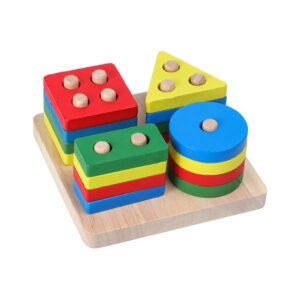 Montessori Rainbow Wooden Block Rattle Toy