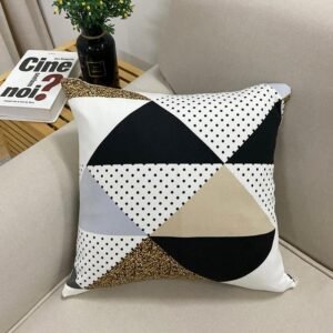 Geometric Black and Gold Throw Pillow Cover