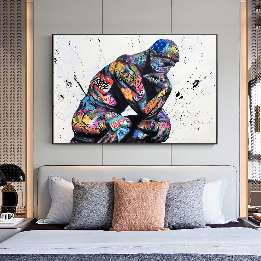Thinker Man Wall Art Abstract Poster Living Room Decor Painting - Image 3