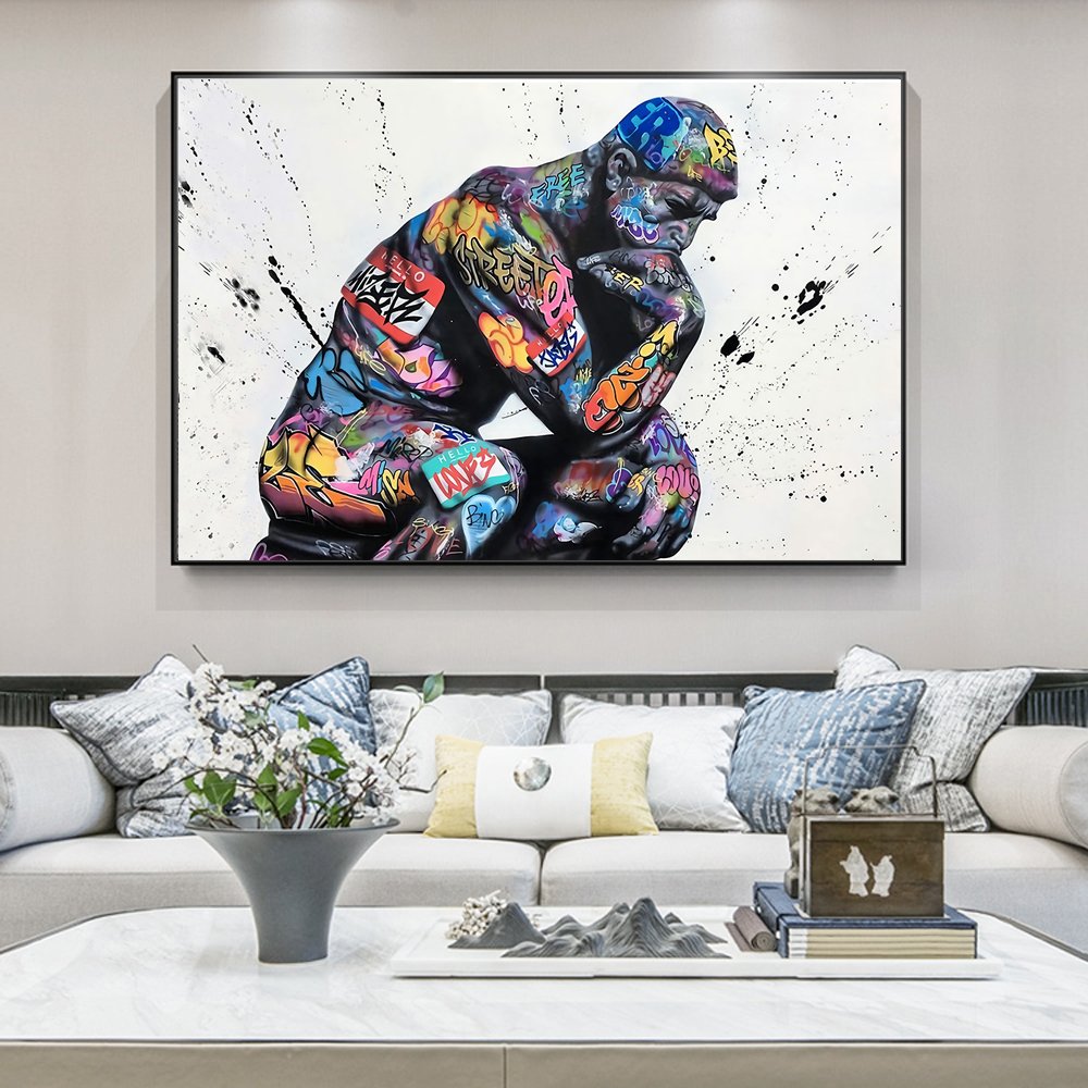 Thinker Man Wall Art Abstract Poster Living Room Decor Painting - Image 5