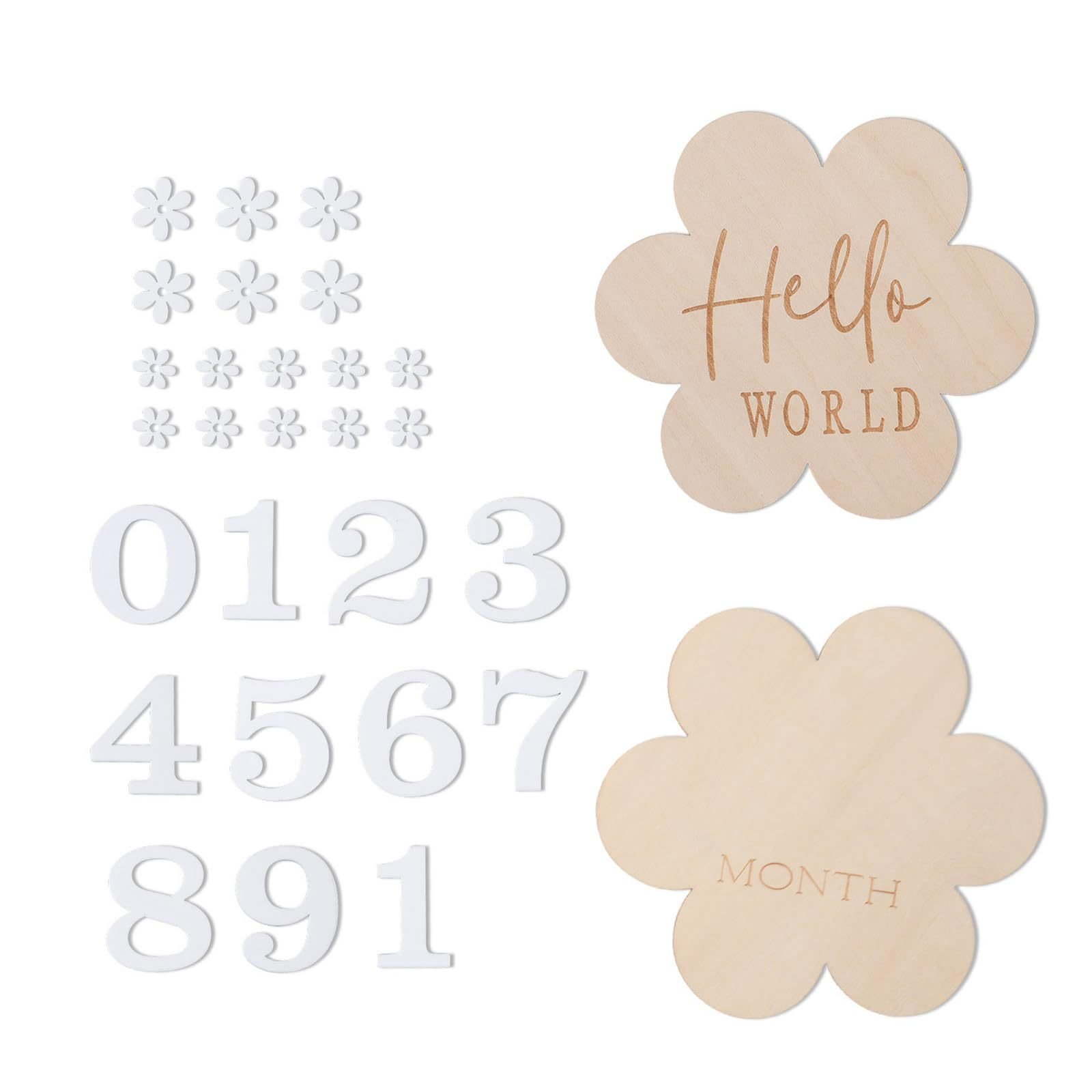 Newborn Baby Foto Commemorative Flower 1-12month Birthday Photo Commemorative Decoration Wooden Flower Milestone Toy - Image 3