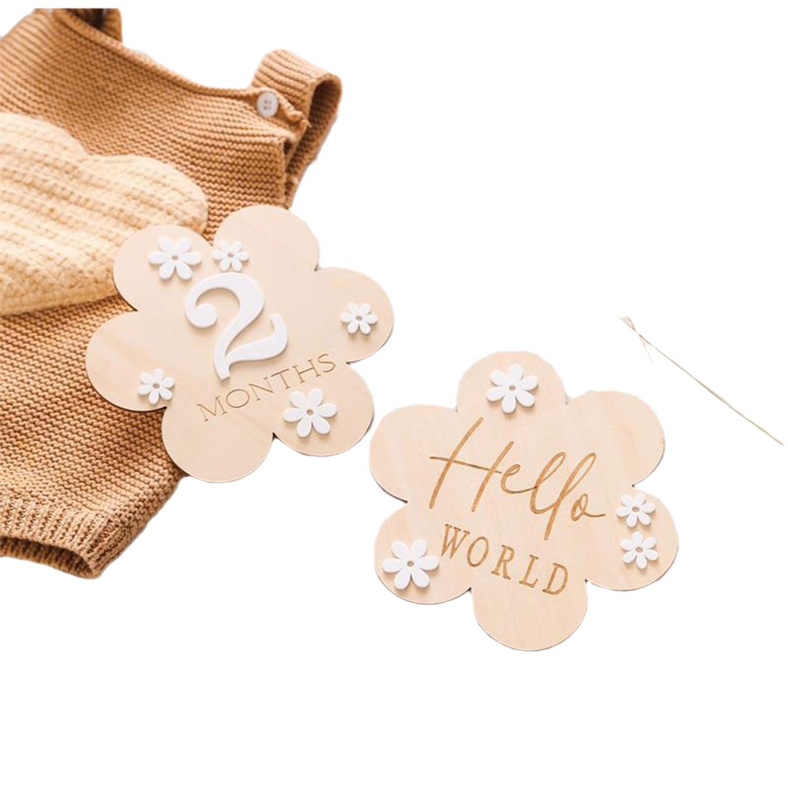 Newborn Baby Foto Commemorative Flower 1-12month Birthday Photo Commemorative Decoration Wooden Flower Milestone Toy - Image 5