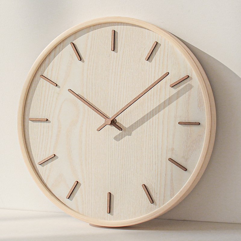 Simple Modern Decorative Wall Clock Wooden Quartz Clock Round Shape - Image 5