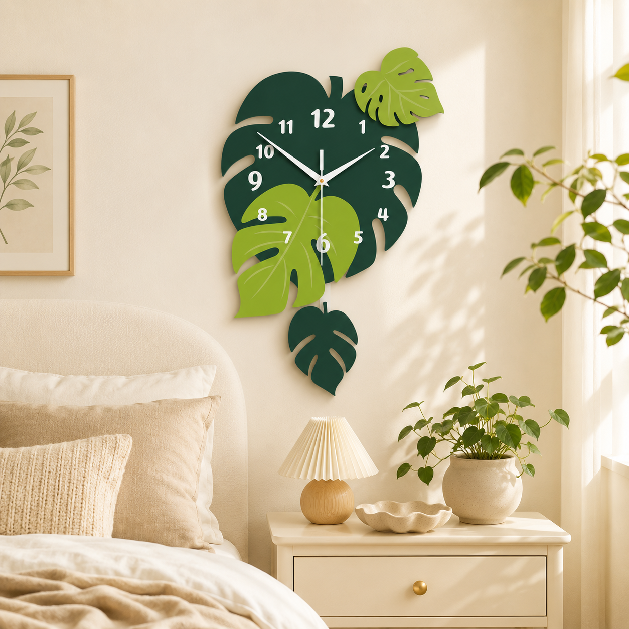 Acrylic Leaf Wall Clock Tropical Decorative Home Decor - Image 5