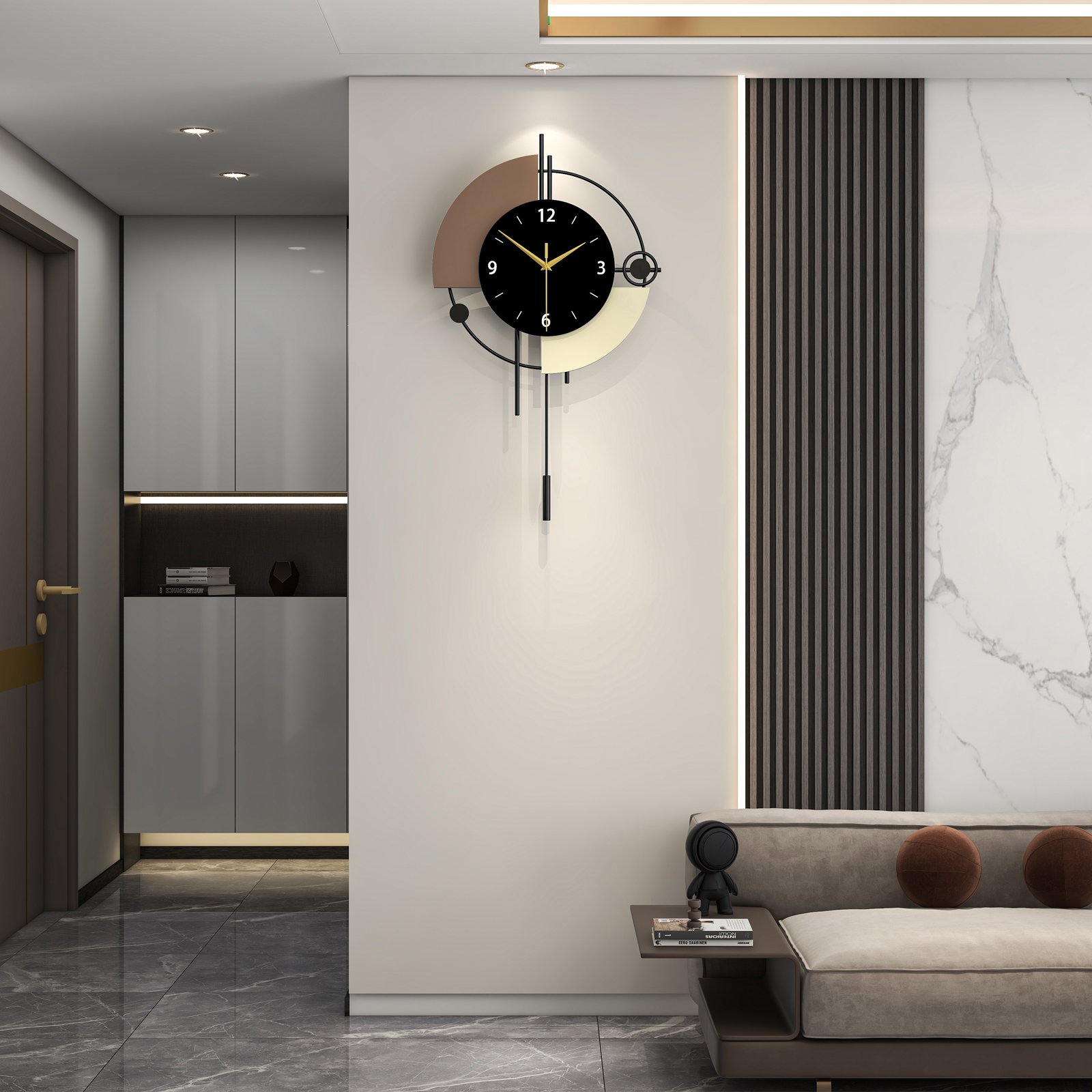 Modern Metal Wall Clock Decorative Pendulum Home Decor - Image 3