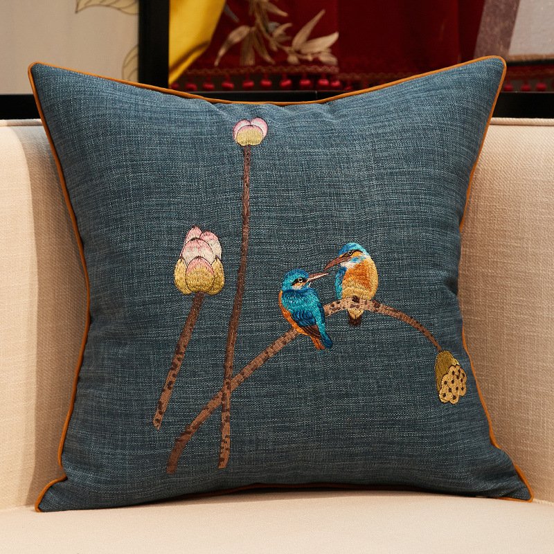 Chinese Embroidered Throw Pillow Sofa Cover Pillow Without Core - Image 2