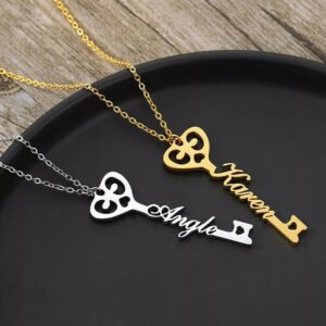 Custom Key Shaped Name Necklace