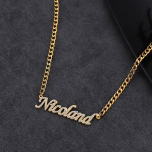 Custom Cut-Out Letter Necklace with Zircon Accent