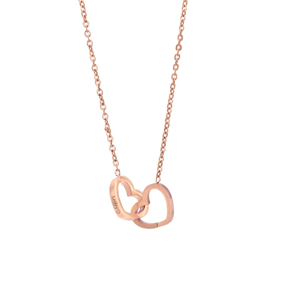 Custom Name Necklace Personalized Double Heart Forever Personalized Name Necklace With 2 Names For Women - Image 3