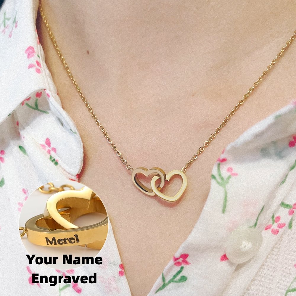 Custom Name Necklace Personalized Double Heart Forever Personalized Name Necklace With 2 Names For Women - Image 5