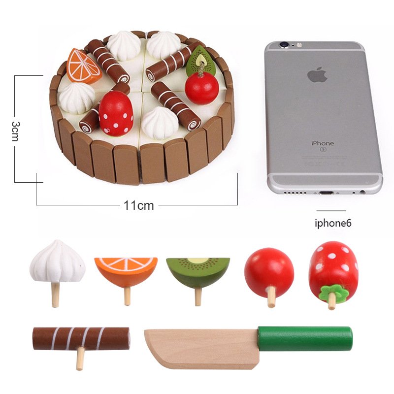 Logwood Wooden Invisible Magnetic Cutting Mini Cake Children's Slicer Simulation Toy Baby House Playing 9