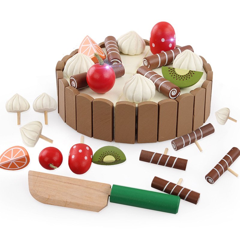 Logwood Wooden Invisible Magnetic Cutting Mini Cake Children's Slicer Simulation Toy Baby House Playing 9 - Image 2