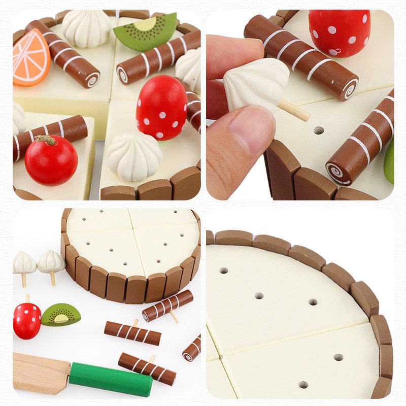 Logwood Wooden Invisible Magnetic Cutting Mini Cake Children's Slicer Simulation Toy Baby House Playing 9 - Image 4